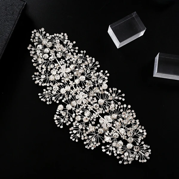 Amazing / Unique Silver Rhinestone Flower Alloy Bridal Hair Accessories 2022 Wedding Accessories Headpieces Hair Hoop