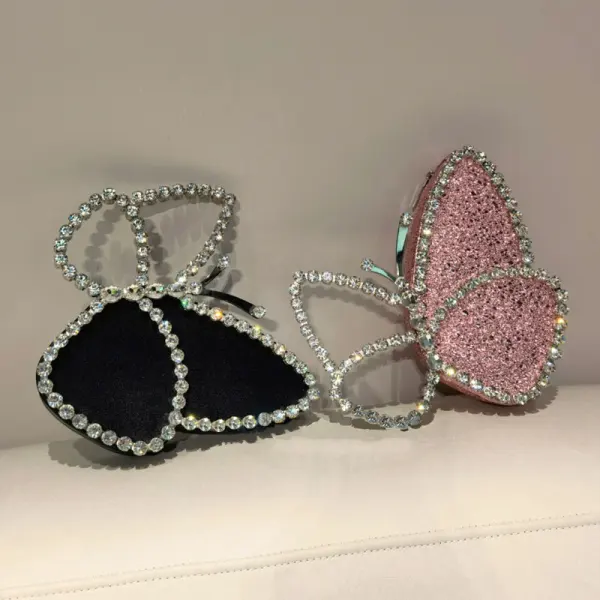 Charmant Noire Faux Diamant Paillettes Papillon Pochette 2022 Soirée Accessorize Pochette