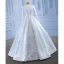 Muslim Elegant White Satin Wedding Dresses 2022 Ball Gown High Neck Handmade  Beading Pearl Lace Flower Long Sleeve Floor-Length / Long Wedding