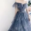 Charmant Meeresblau Ballkleider 2022 A Linie Bandeau Perlenstickerei Strass Pailletten Ärmellos Rückenfreies Sweep / Pinsel Zug Festliche Kleider