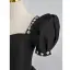Elegant Black Satin Prom Dresses 2022 A-Line / Princess Square Neckline Puffy Short Sleeve Pearl Rhinestone Backless Floor-Length / Long Formal Dresses