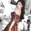 Modest / Simple Brown Beading Satin Evening Dresses 2022 A-Line / Princess Off-The-Shoulder Puffy Short Sleeve Backless Tea-length Prom Formal Dresses