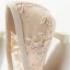 Charming Beige Lace Flower Wedding Shoes 2021 3 cm Stiletto Heels Low Heel Pointed Toe Wedding Pumps High Heels