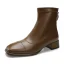 Vintage Beige Strassenmode Winter Stiefel Damen 2022 3 cm Thick Heels Low Heel Quadratische Zehe Stiefel