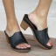 Simple Noire Désinvolte Été Sandales Femme 2021 7 cm Talons Épais Peep Toes / Bout Ouvert Sandales Talons Hauts
