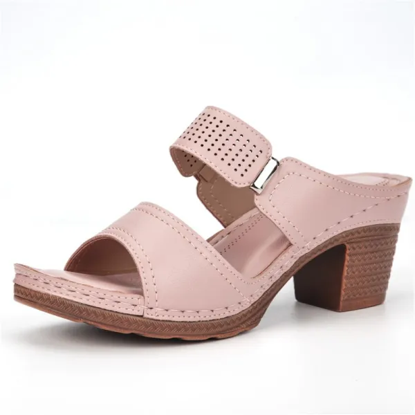 Roman Brown Street Wear Summer Womens Sandals High Heels 2021 7 cm Thick Heels Open / Peep Toe Sandals