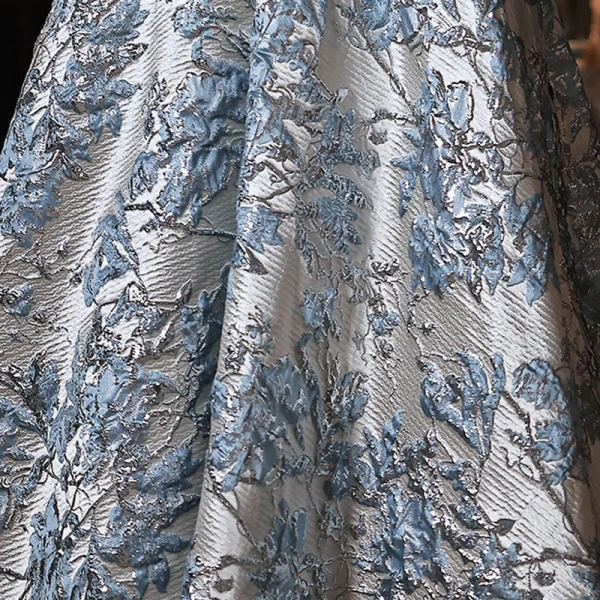 Charming Sky Blue Printing Prom Dresses 2022 A-Line / Princess Tassel Off-The-Shoulder Rhinestone Sequins Short Sleeve Backless Floor-Length / Long Formal Dresses