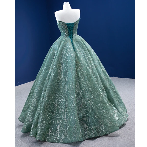 Haut de Gamme Vert Citron Robe De Bal 2022 Princesse Bustier Perlage Paillettes Sans Manches Dos Nu Longue Robe De Ceremonie