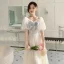Fashion Daffodil Beading Sequins Lace Flower Bridesmaid Dresses 2022 A-Line / Princess Sash Short Sleeve Backless Floor-Length / Long Bridesmaid Dresses
