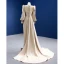 Fashion Champagne Satin Evening Dresses 2022 Trumpet / Mermaid Scoop Neck Multi-Colors Beading Pearl Long Sleeve Court Train Evening Party Formal Dresses