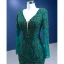 Vintage / Retro High-end Dark Green Cascading Ruffles Prom Dresses 2022 Trumpet / Mermaid V-Neck Beading Pearl Lace Flower Long Sleeve Backless Floor-Length / Long