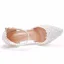 Charmant Blanche Perle En Dentelle Fleur Chaussure De Mariée 2021 Bride Cheville 7 cm Talons Aiguilles À Bout Pointu Mariage Talons Hauts