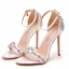 Charmant Weiß Strass Brautschuhe 2021 Knöchelriemen 8 cm Stilettos Peeptoes Hochzeit Hochhackige