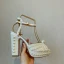 Étourdissant Sexy Ivoire Perle Chaussure De Mariée 2021 Bride Cheville Cuir 12 cm Talons Épais Peep Toes / Bout Ouvert Mariage Talons Hauts
