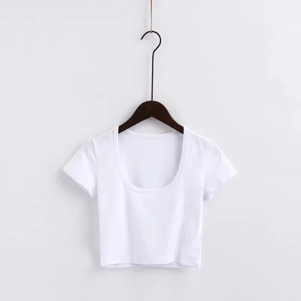 Sexy Summer Street Wear Army Green Tight  T-Shirts 2021 Scoop Neck Short Sleeve Women's Tops