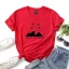 Lovely Casual Summer Loose White Cartoon Cotton Women's Tops 2021 Scoop Neck Short Sleeve T-Shirts