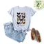 Fashion Street Wear Khaki Summer Loose Butterfly Printing Cotton T-Shirts 2021 Scoop Neck Short Sleeve Women's Tops T-shirt
