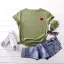Summer Casual White Heart-shaped Printing Loose T-Shirts 2021 Cotton Scoop Neck Short Sleeve Women's Tops T-shirt