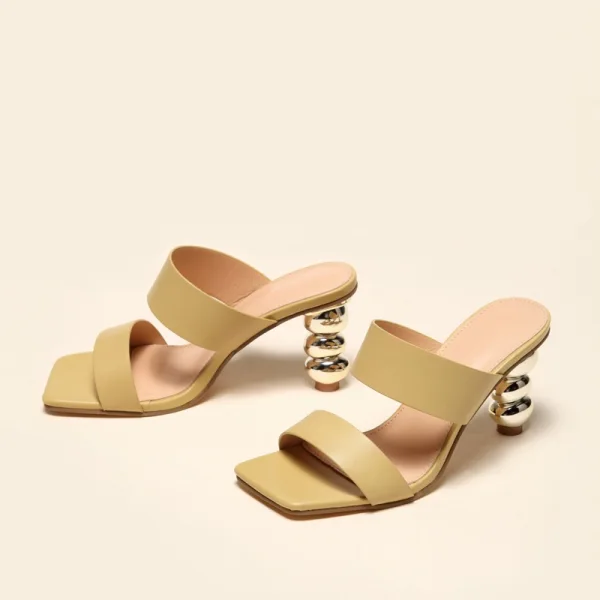 Modest / Simple Tan Casual Womens Sandals 2021 8 cm Stiletto Heels Open / Peep Toe Sandals High Heels