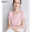 Modest / Simple Summer Casual OL White Regular T-Shirts 2021 Cotton V-Neck Short Sleeve Women's Tops T-shirt