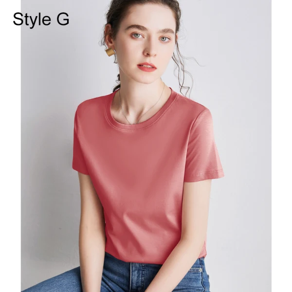 Simple OL Désinvolte Lavande Ordinaire T-Shirts 2021 Encolure Dégagée Coton Manches Courtes Hauts pour Femmes T-shirt