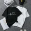 Désinvolte Été Ample Noire Forme de coeur T-Shirts 2021 Coton Encolure Dégagée Manches Courtes Hauts pour Femmes T-shirt