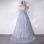 Charmant Gris Perlage Paillettes En Dentelle Fleur Robe De Bal 2024 Princesse Bustier Sans Manches Dos Nu Longue Promo Robe De Ceremonie