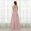 Chic / Beautiful Blushing Pink Prom Dresses 2018 A-Line / Princess Off-The-Shoulder Backless Short Sleeve Floor-Length / Long Formal Dresses