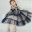 Fashion Ocean Blue Short Birthday Flower Girl Dresses 2021 Ball Gown Scoop Neck Star Rhinestone Sequins Long Sleeve