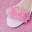Schöne Rosa Brautschuhe 2020 Knöchelriemen Schleife Blumen 7 cm Thick Heels Peeptoes Hochzeit Sandaletten