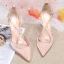 Chic / Beautiful Nude Street Wear Satin Womens Sandals 2020 X-Strap 10 cm Stiletto Heels Pointed Toe Sandals