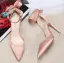 Mooie / Prachtige Nude Satijn Gala Sandalen Dames 2020 Strik Enkelband 10 cm Naaldhakken / Stiletto Spitse Neus Sandalen