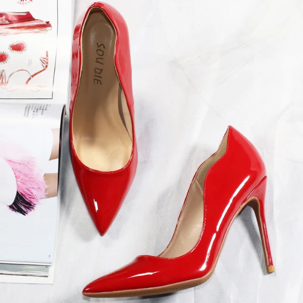 Mooie / Prachtige Nude Straatkleding Pumps 2020 Lakleer 10 cm Naaldhakken / Stiletto Spitse Neus Pumps