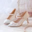 Elegant White Satin Wedding Shoes 2020 Pearl Lace Flower 7 cm Stiletto Heels Pointed Toe Wedding Pumps