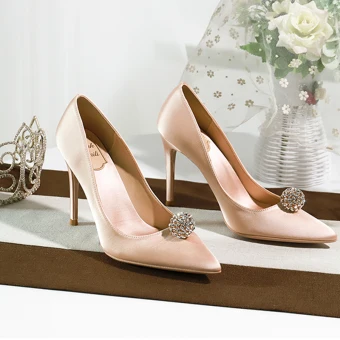 Chic Belle Blanche Faux Diamant Chaussure De Mariée 2020 Cuir 10 Cm Talons Aiguilles À Bout Pointu Mariage Escarpins