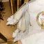 Charming Silver Rhinestone Bow Wedding Shoes 2021 Leather 10 cm Stiletto Heels Pointed Toe Wedding Pumps