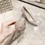 Sparkly Champagne Pearl Sequins Wedding Shoes 2021 Leather 10 cm Stiletto Heels Pointed Toe Wedding Pumps