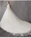 Charming White Wedding Dresses 2018 Ball Gown Lace Appliques Beading Crystal Pearl High Neck Sleeveless Backless Watteau Train Wedding