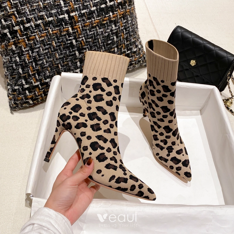 Cheetah sock booties hotsell