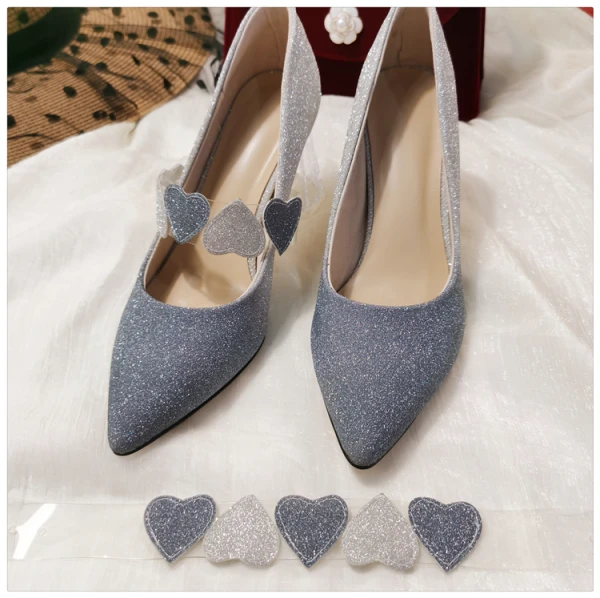 Schön Rosa Farbverlauf Kristall Brautschuhe 2021 Leder Herzförmig Pailletten 7 cm Thick Heels Spitzschuh Hochzeit Pumps