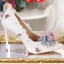 Élégant Ivoire En Dentelle Fleur Faux Diamant Chaussure De Mariée 2021 10 cm Talons Aiguilles À Bout Pointu Mariage Escarpins