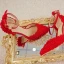 Chinese style Red Lace Flower Pearl Wedding Shoes 2021 Ankle Strap 9 cm Stiletto Heels Pointed Toe Wedding Sandals