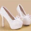 Charming Ivory Crystal Wedding Shoes 2021 Pearl Rhinestone Lace Flower 10 cm Stiletto Heels Pointed Toe Wedding Pumps