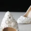 Fabuleux Ivoire Cristal Chaussure De Mariée 2021 Perle Faux Diamant 10 cm Talons Aiguilles Talons Hauts À Bout Pointu Mariage Escarpins