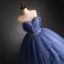 Elegant Ocean Blue Prom Dresses 2021 Ball Gown Scoop Neck Beading Sequins Sash Sleeveless Backless Floor-Length / Long Prom Formal Dresses
