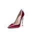 Fashion Burgundy Evening Party Rivet Pumps 2021 Patent Leather 10 cm Stiletto Heels High Heels Pointed Toe Pumps