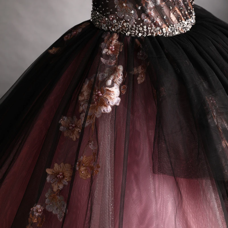 princess polly baby blue dress Black Beaded Tulle Overlay Red Underneath Prom Gown