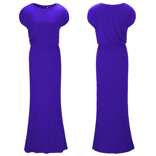 Modest / Simple Yellow Casual Maxi Dresses 2018 Trumpet / Mermaid Scoop Neck Short Sleeve Floor-Length / Long Womens Clothing