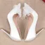 Elegant White Evening Party Satin Pearl Bow Pumps 2021 10 cm Stiletto Heels High Heels Pointed Toe Pumps