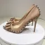 Fashion Beige Evening Party Rivet Bow Pumps 2021 Patent Leather 12 cm Stiletto Heels High Heels Pointed Toe Pumps
